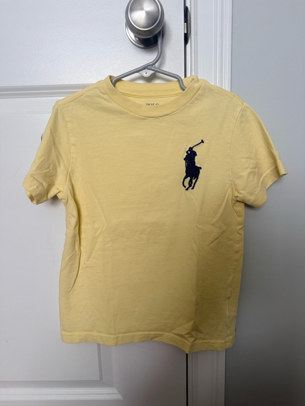 Boys Ralph Lauren Yellow Tee with Navy Polo Logo - Size 5